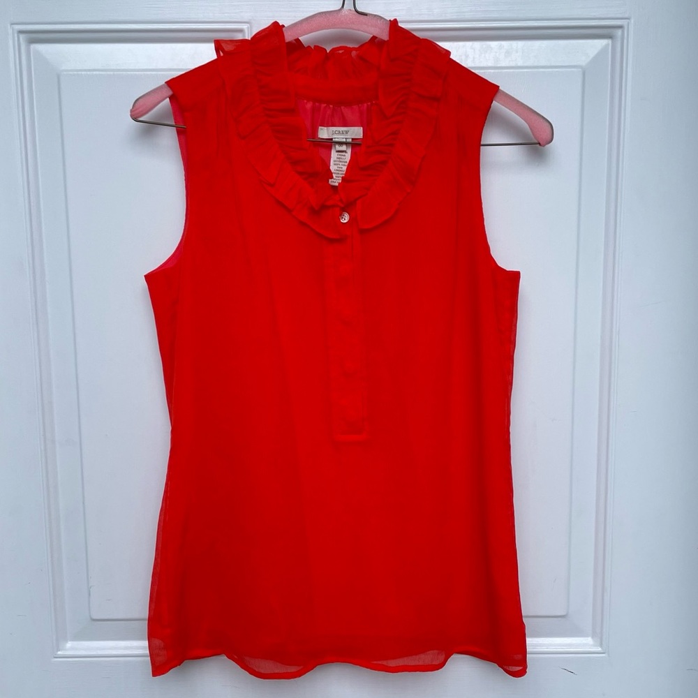 J.Crew Orange Sleeveless Silk Blouse Size 00